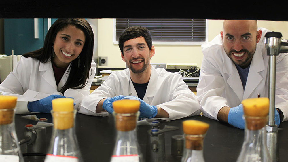 Undergraduate students in their lab