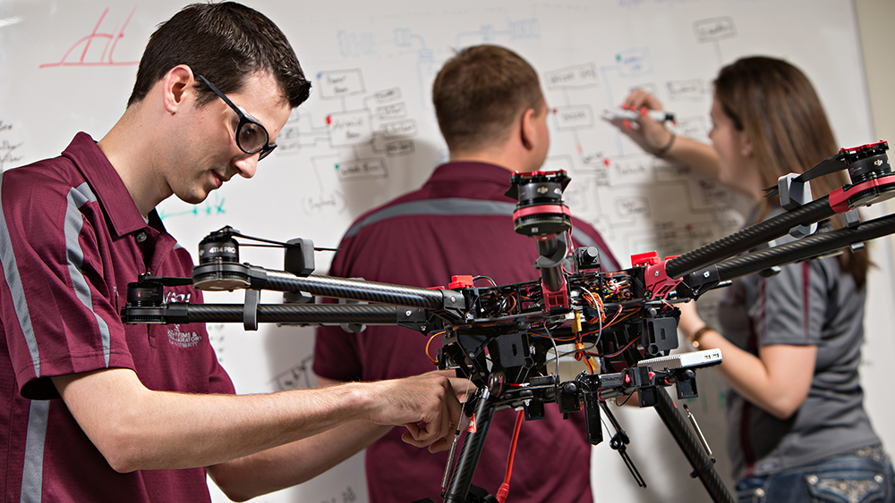 Students working on unmanned aerial vehicle