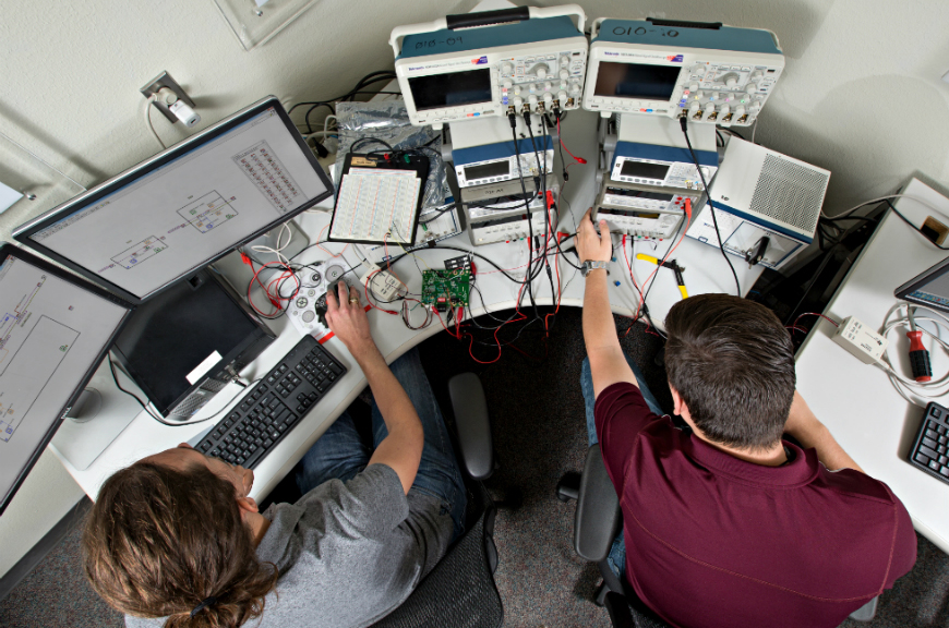 Two students in laboratory