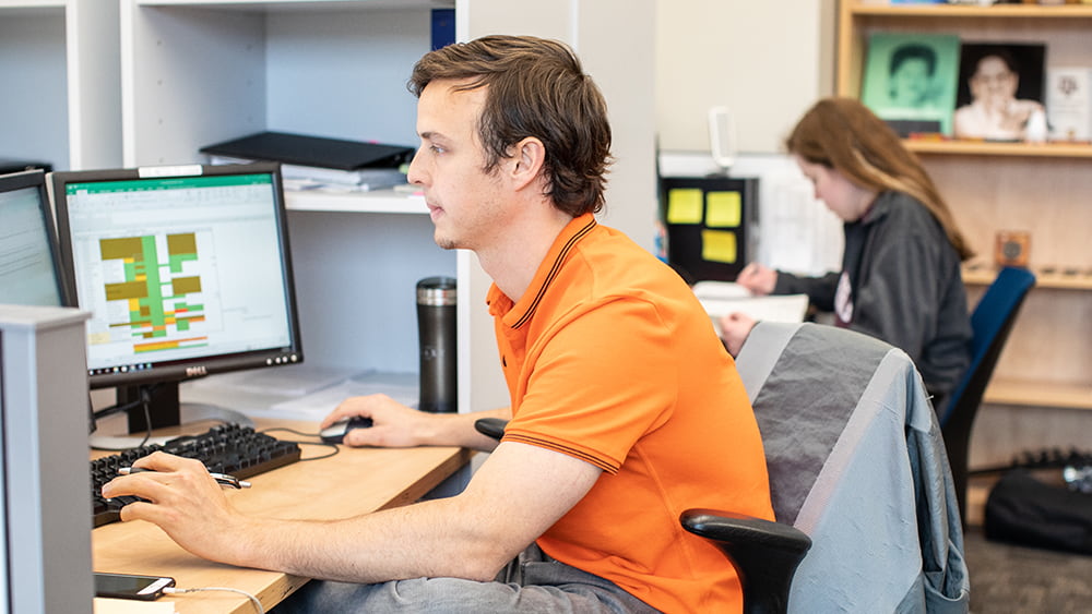 Student at computer