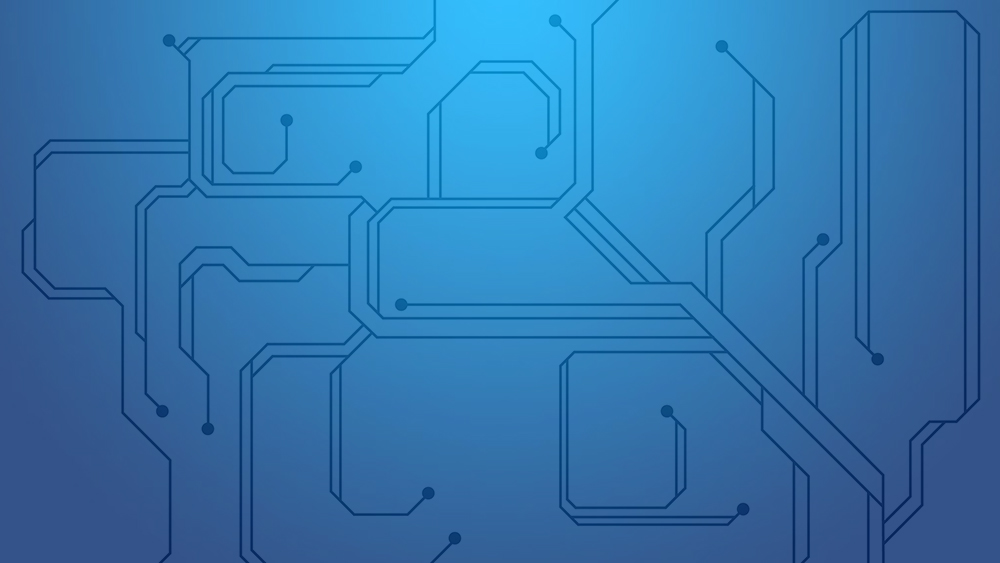 Graphic of circuits running in multiple directions.