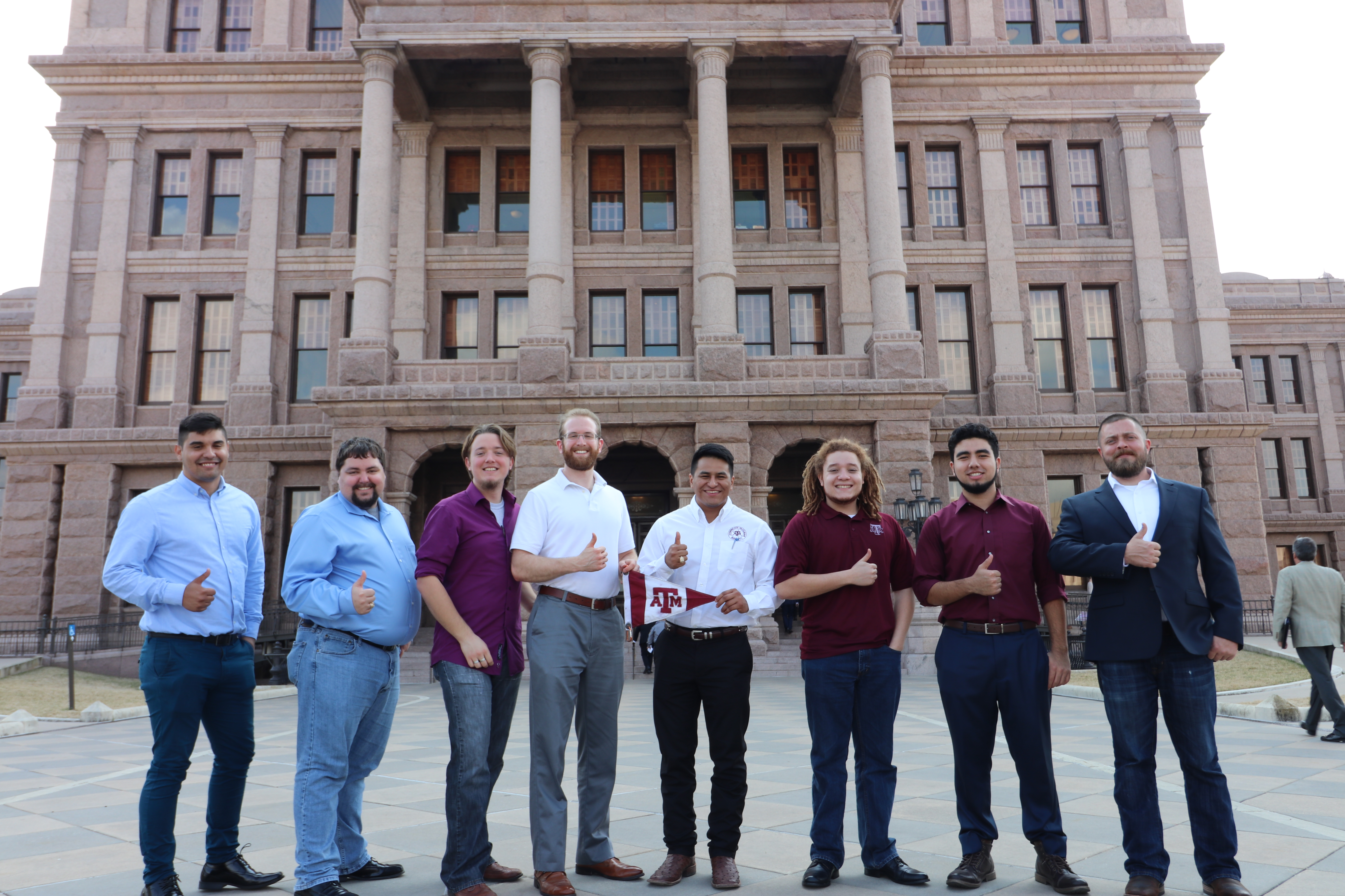 Nuclear engineering students in front of Texas state capital. 