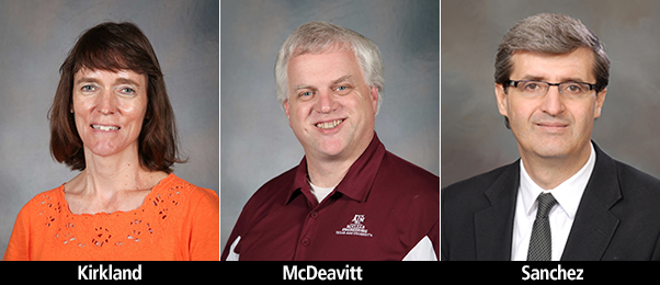 Photo of faculty members Kirkland, McDeavitt and Sanchez