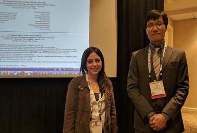 Texas A&M student Jin Li, tall male on right, stands next to shorter female student from Bilkent University, Turkey