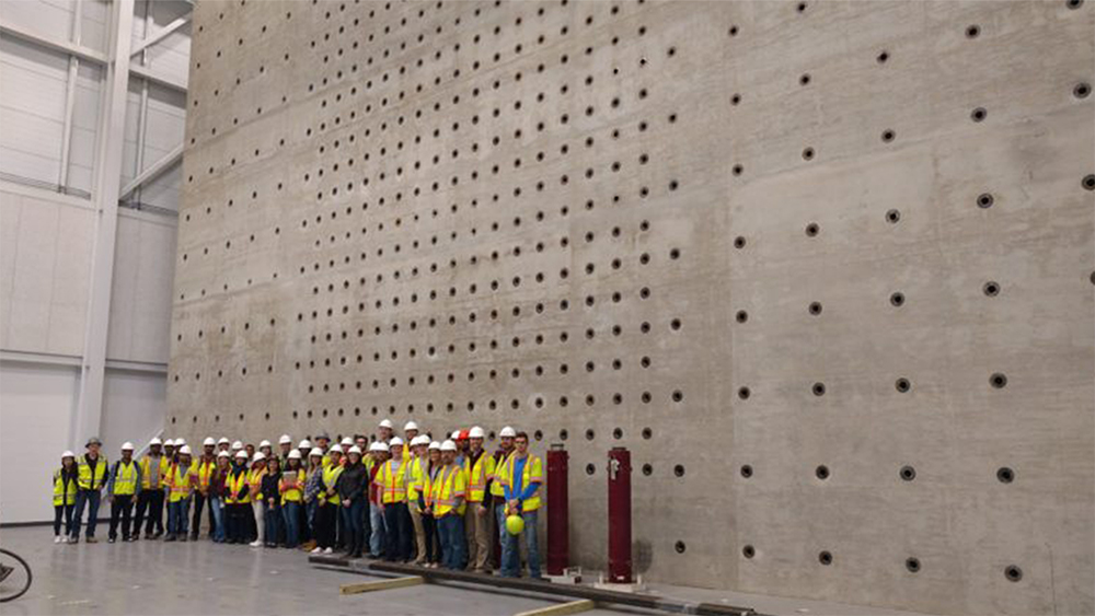 Yarnold and class on a civil engineering field trip.