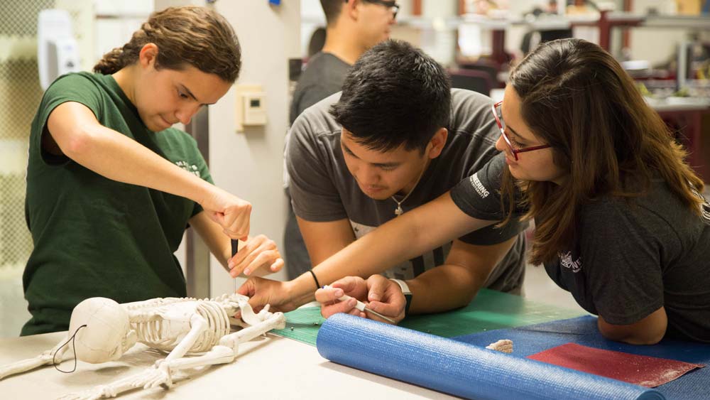 Student team working on a project at Aggies Invent