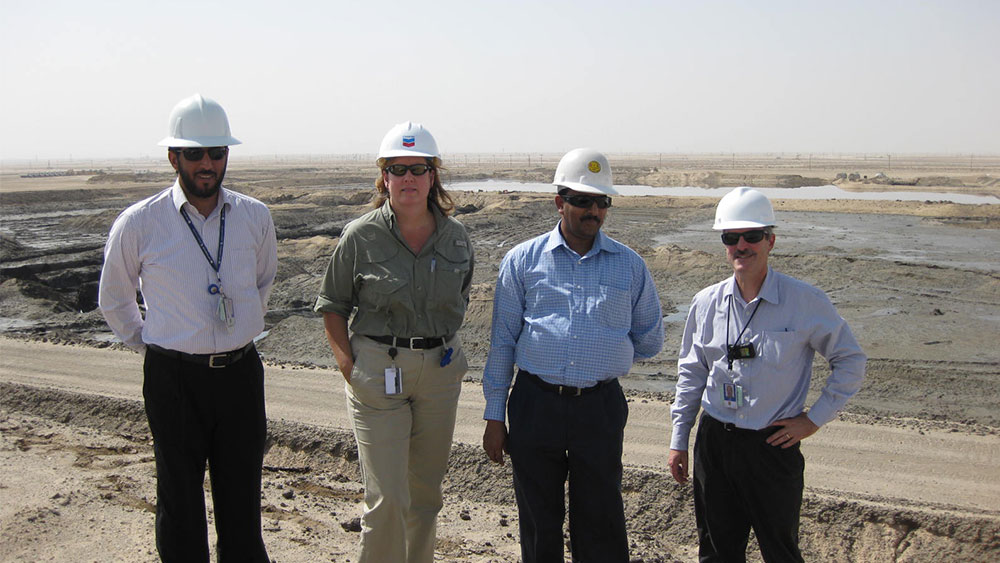 Janeen Judah '81 out in the field with Chevron