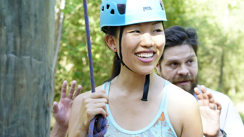 METM student on a ropes course