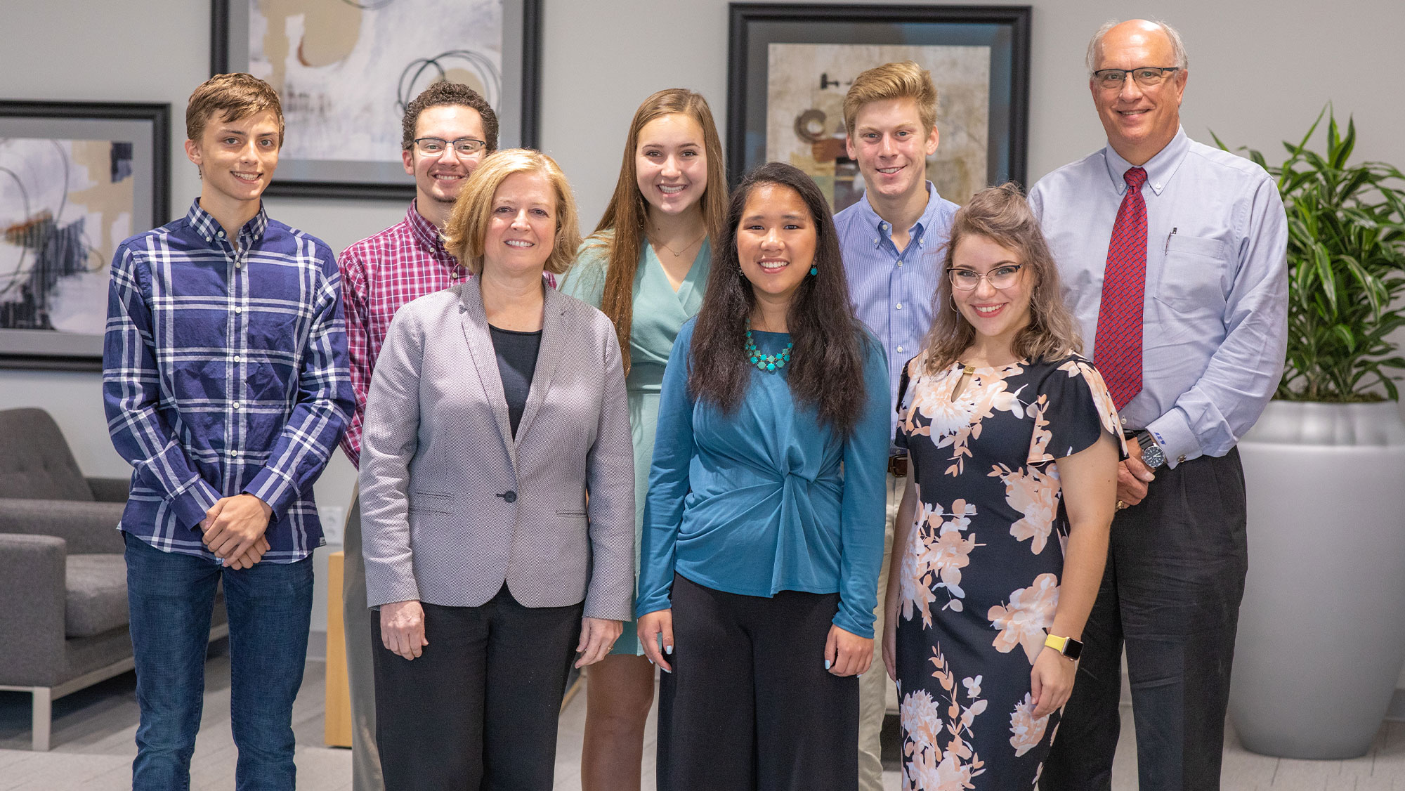 M. Katherine Banks and Dr. Mark Weichold with this year's recipients of the Dean's Scholars Award. 