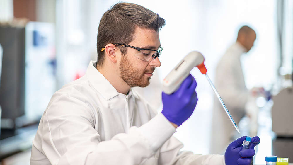 student in lab