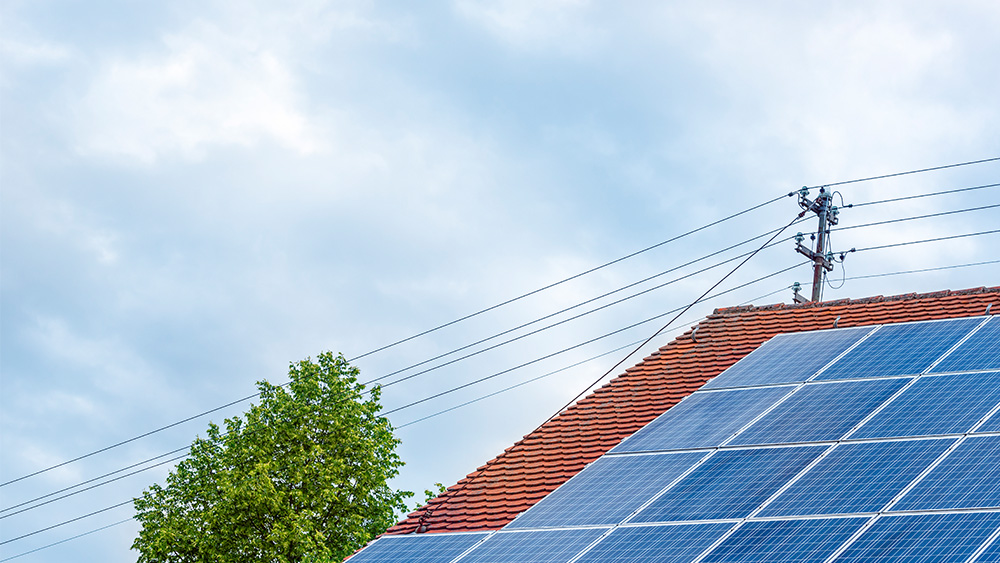 Home with solar panels