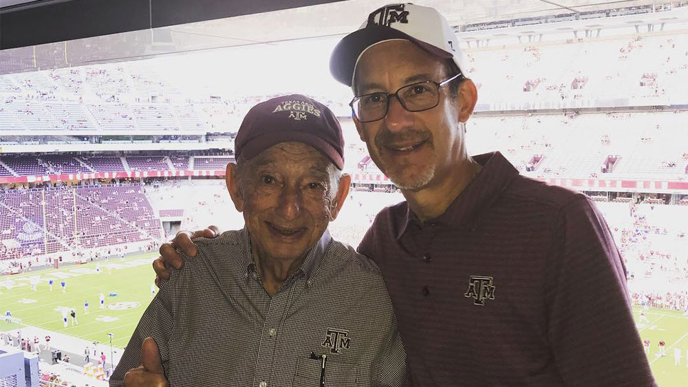 James Moeller and Jeffrey Moeller at a Texas A&amp;M football game