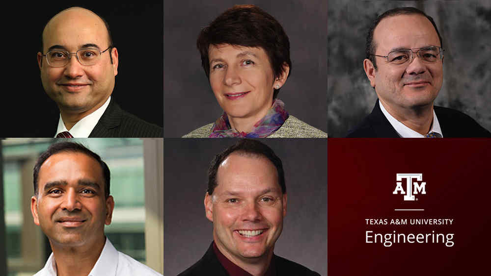 Photo collage of the 2021 Distinguished Achievement Award winners: Dr. Mahmoud El-Halwagi, Dr. Svetlana Sukhishvili, Dr. Ibere Alves, Dr. Aakash Tyagi and Dr. Gerard L. Coté.