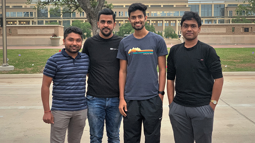 Students posing for group photo on Texas