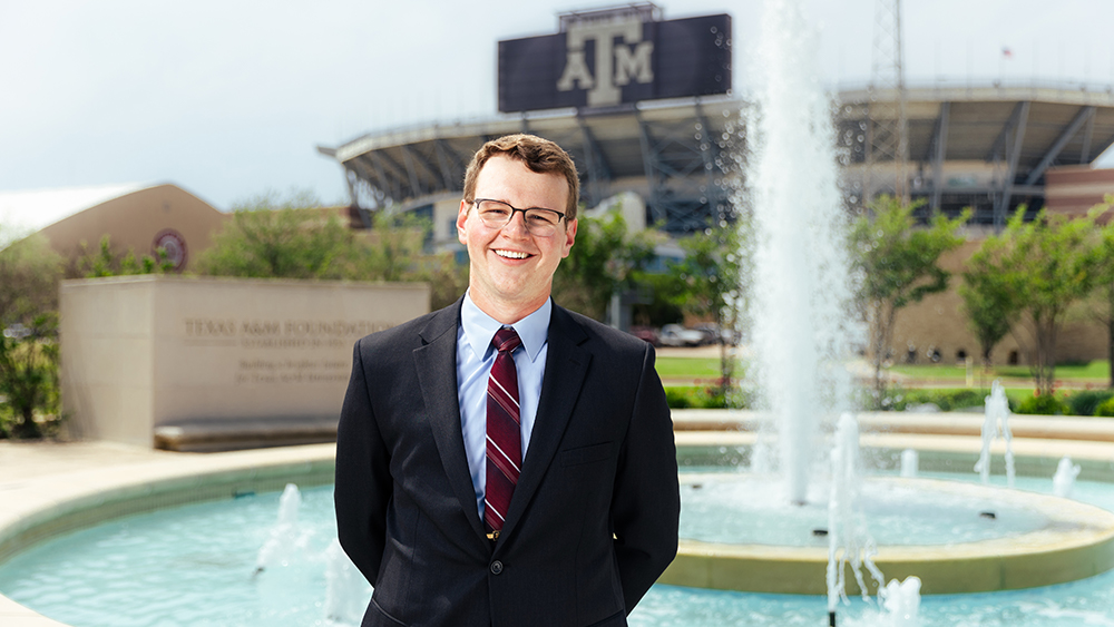 Photo of college student Nathaniel Lies standing outdoors.