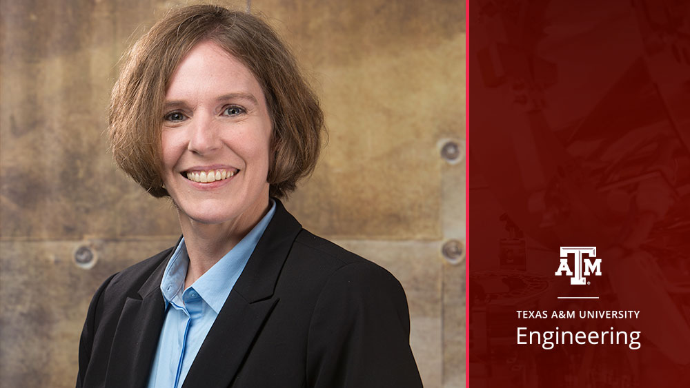 Headshot of Dr. Kristi Shryock with the Texas A&M Engineering logo.