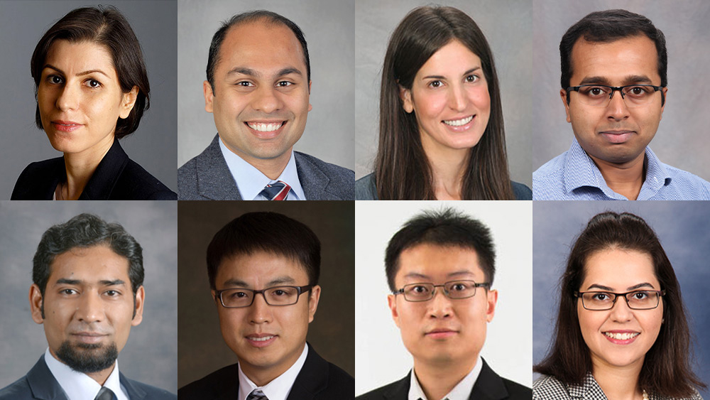 Pictured from top left: Sara Abedi, Dion S. Antao, Theodora Chaspari, Dileep Kalathil, Vinayak Krishnamurthy, Chao Ma, Xingyong Song and Maryam Zahabi.