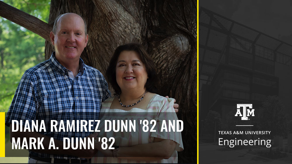 Diana Ramirez Dunn and Mark A. Dunn posing for a photo outside in front of a tree. 