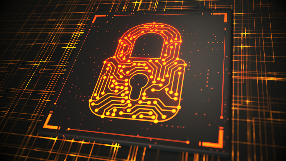 Digital illustration of padlock in computer system.