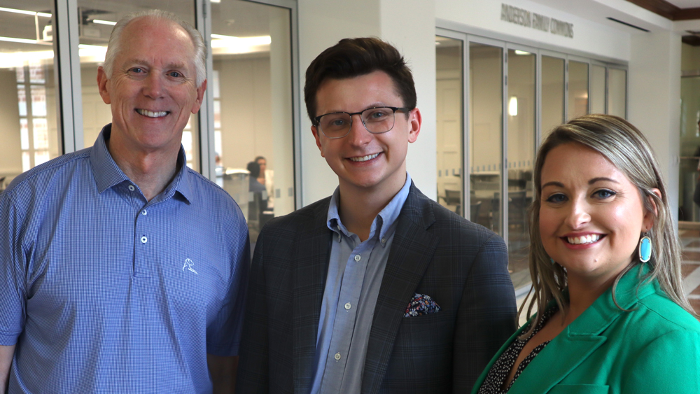 From left, Jim Donnell, Dr. Bryton Praslicka and Mary Beth Graham