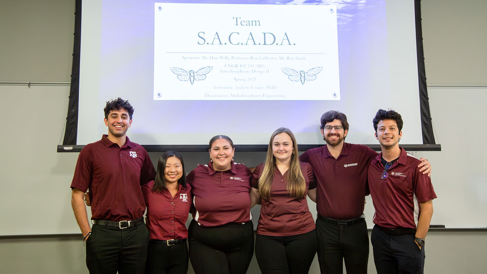 The Subsea ROV Demo Unit team: (left to right) Sebastian Villa Cuellar, Connor Barnes, Ahsan Waseem, Abigail Ridder and Darce Markowsky.