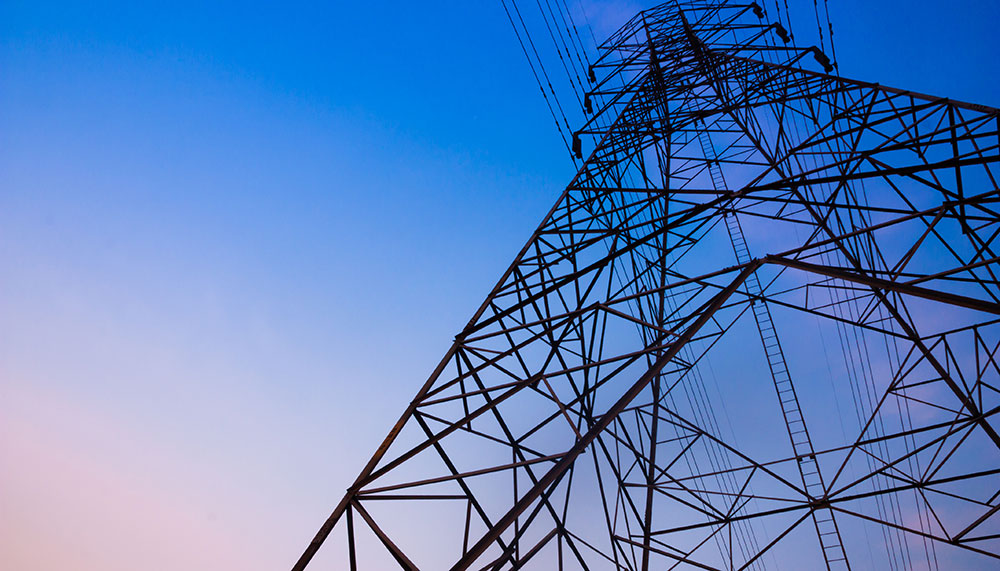 close-up of power transmission tower