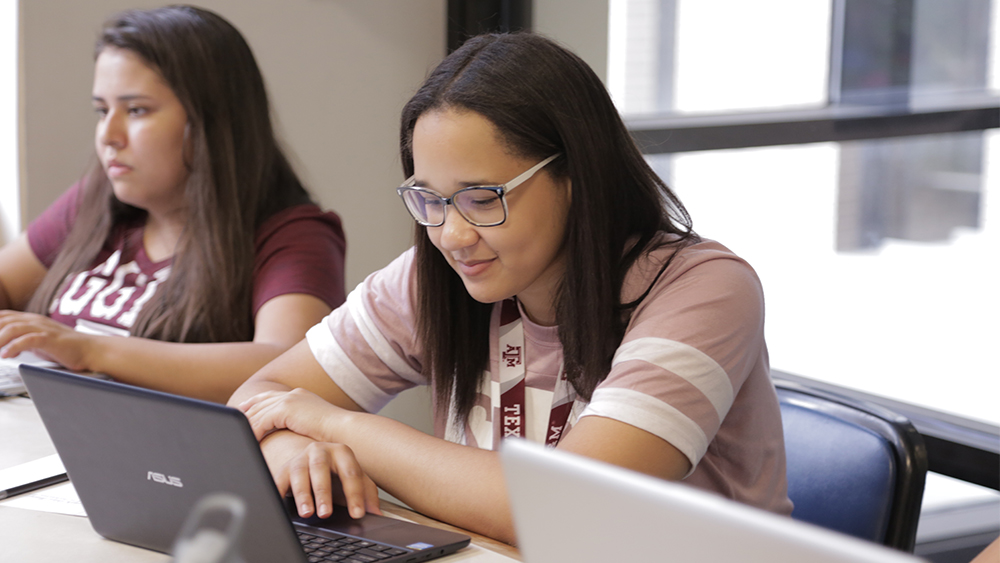 Student works on homework